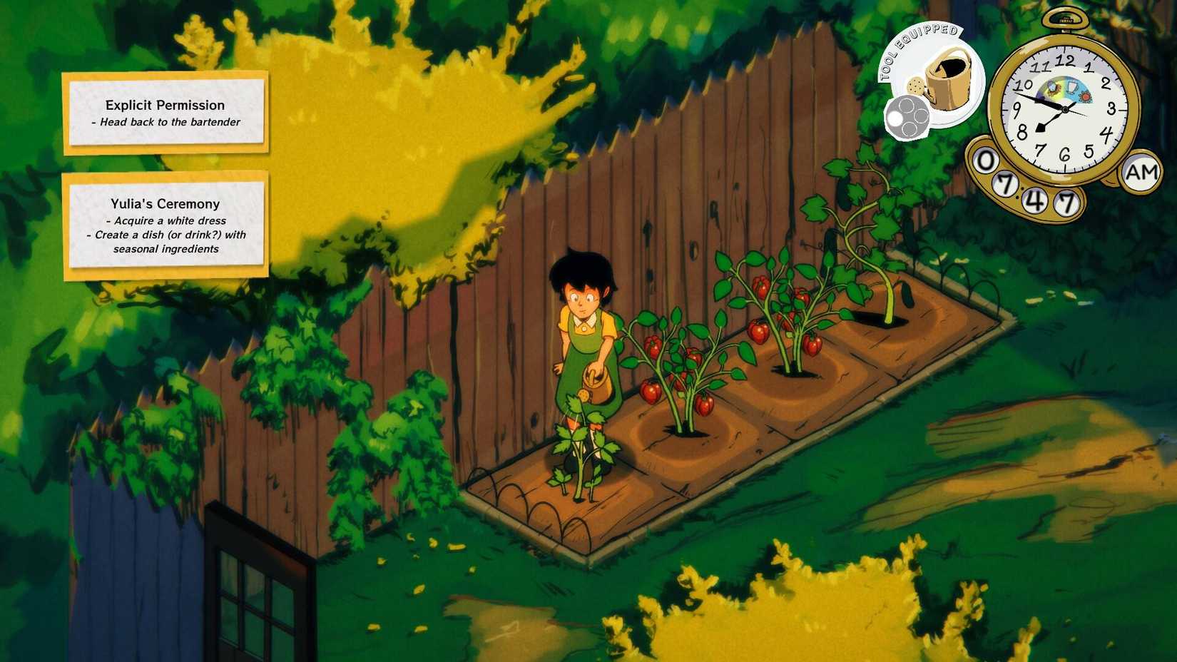 Jenny tending to her vegetables in Vivarium.