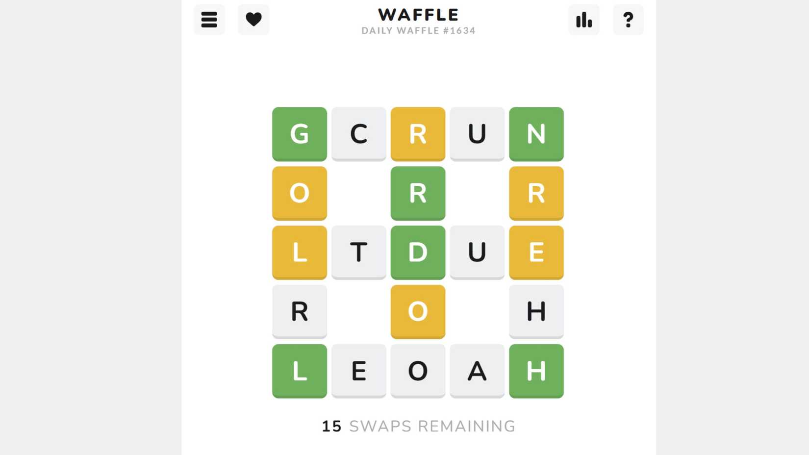 Waffle game screenshot