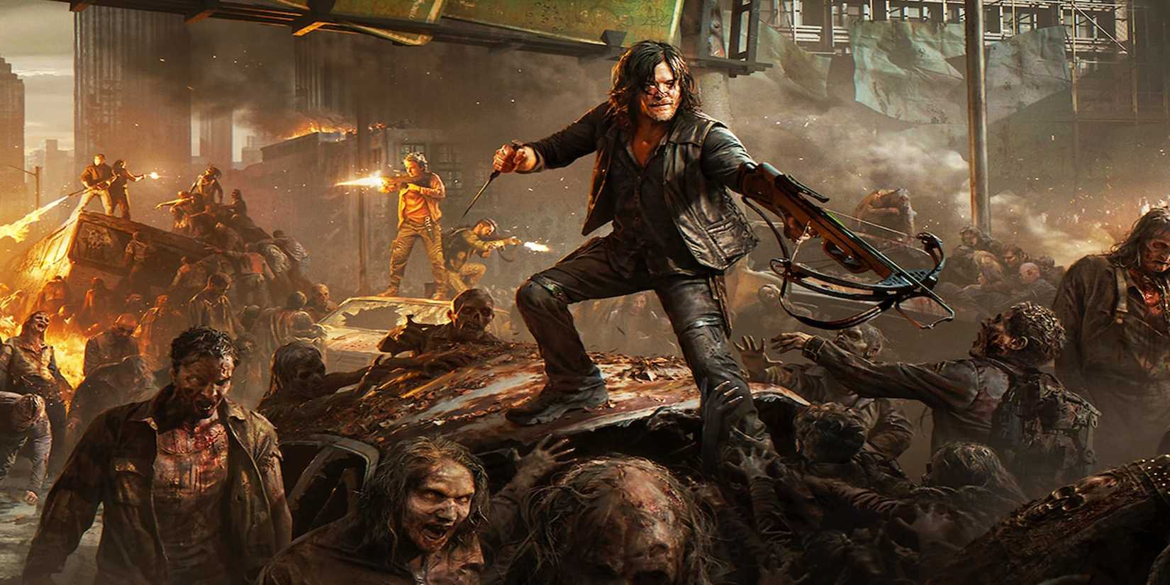 Walking Dead Daryl on Car with Zombies