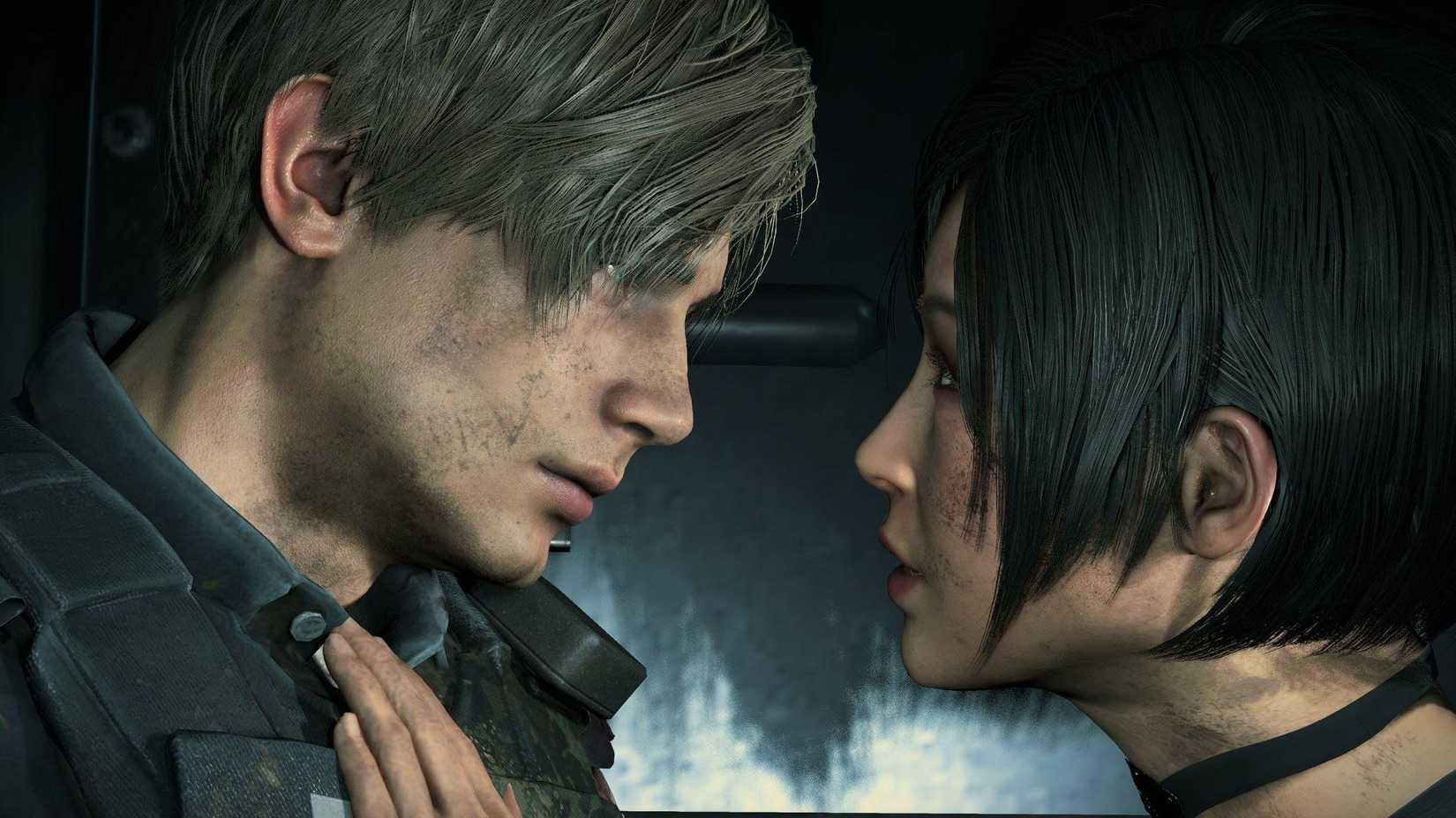 Leon and Ada in Resident Evil 2 cutscene