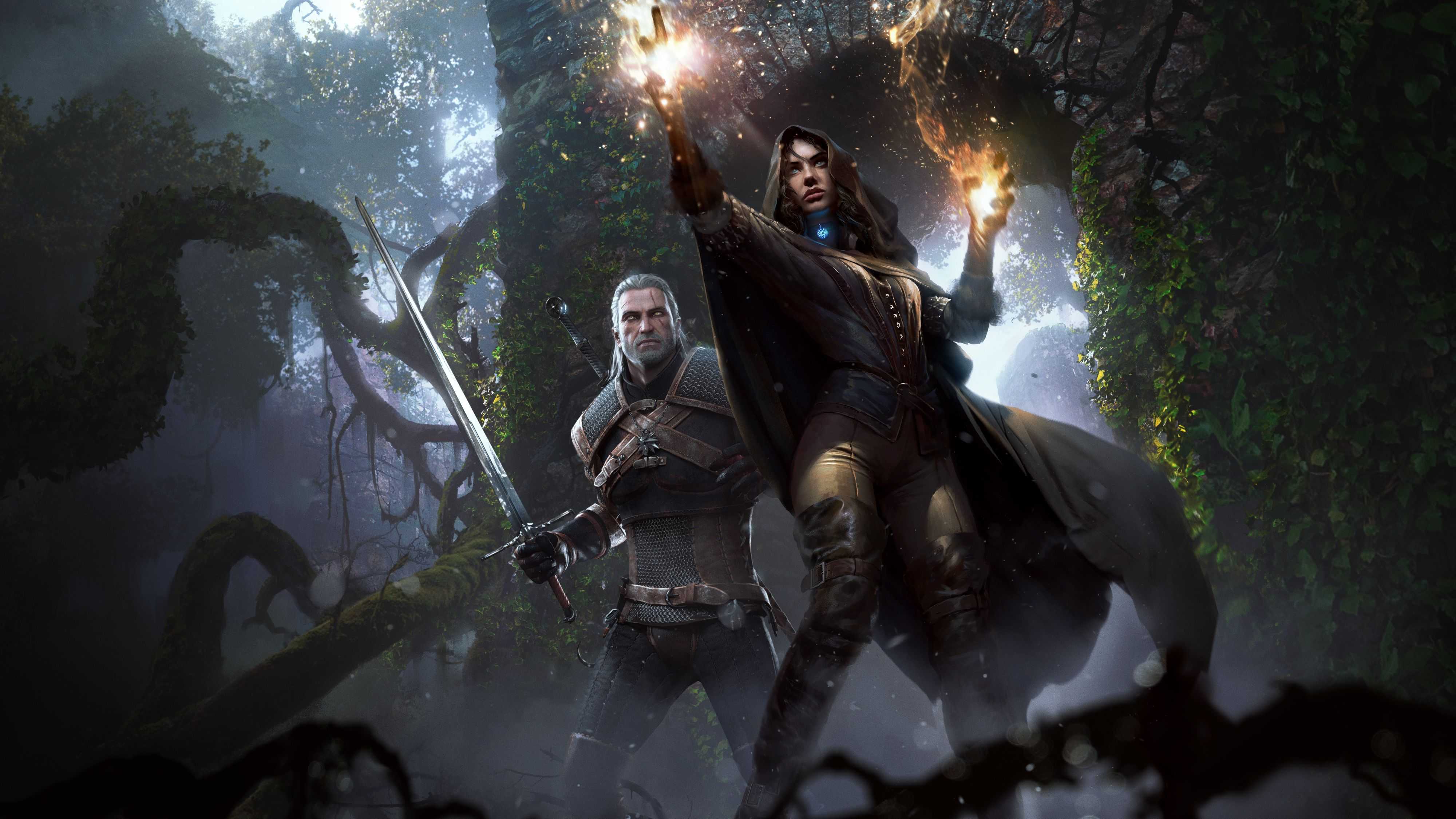 Witcher 3 concept art official Triss and Geralt