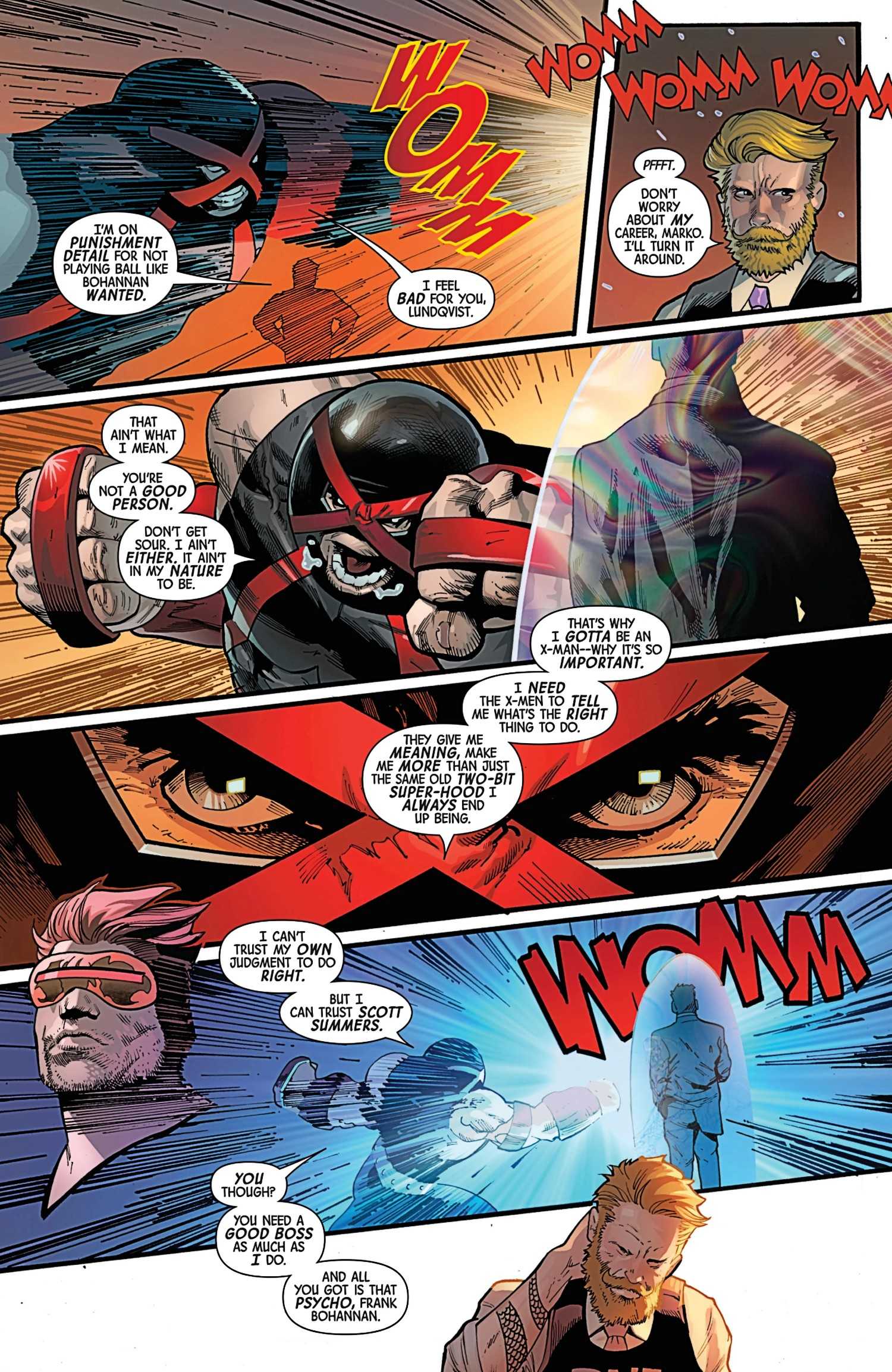 X-Men #34, Juggernaut explains why he follows Cyclops