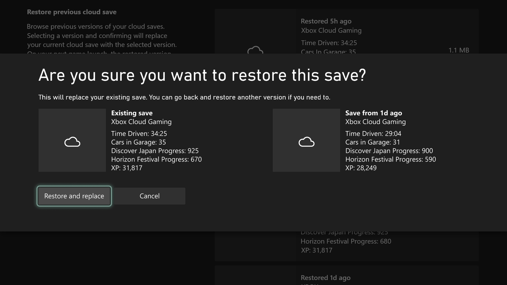 Image shows recent Xbox update