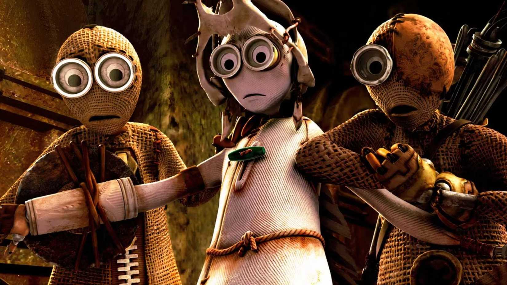 9, 5, and 7 looking scared in the animated movie 9 (2009)