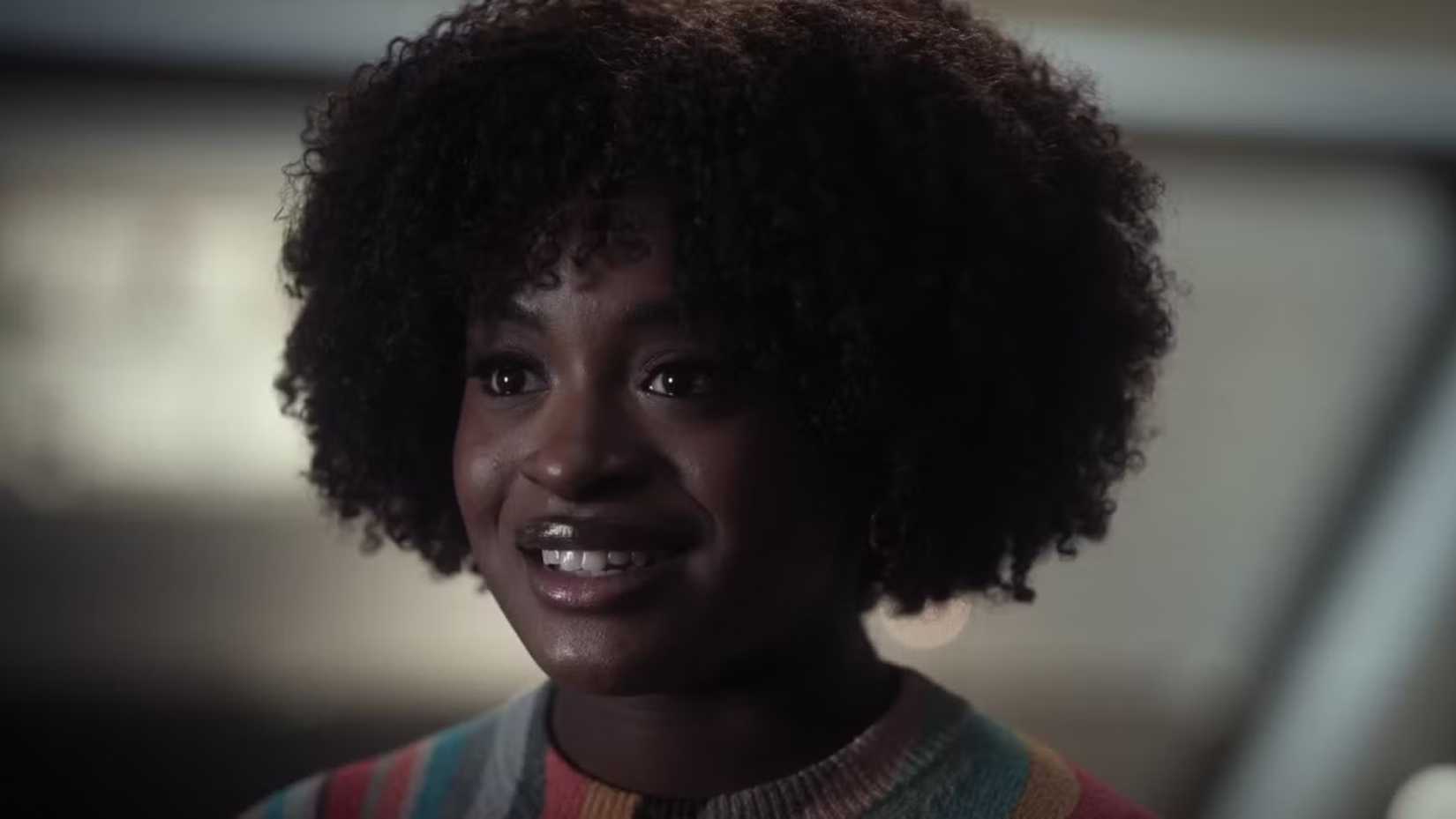 A close-up of Celia Rose Gooding as Ensign Uhura in Star Trek Strange New Worlds