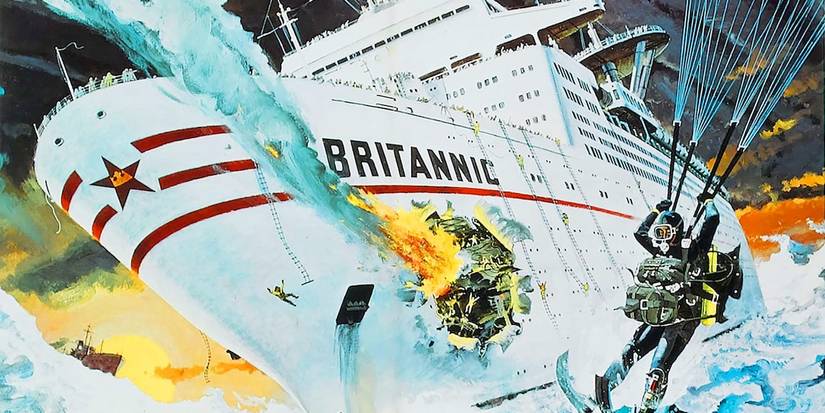A ship with a hole in the side on the poster for Juggernaut (1974)