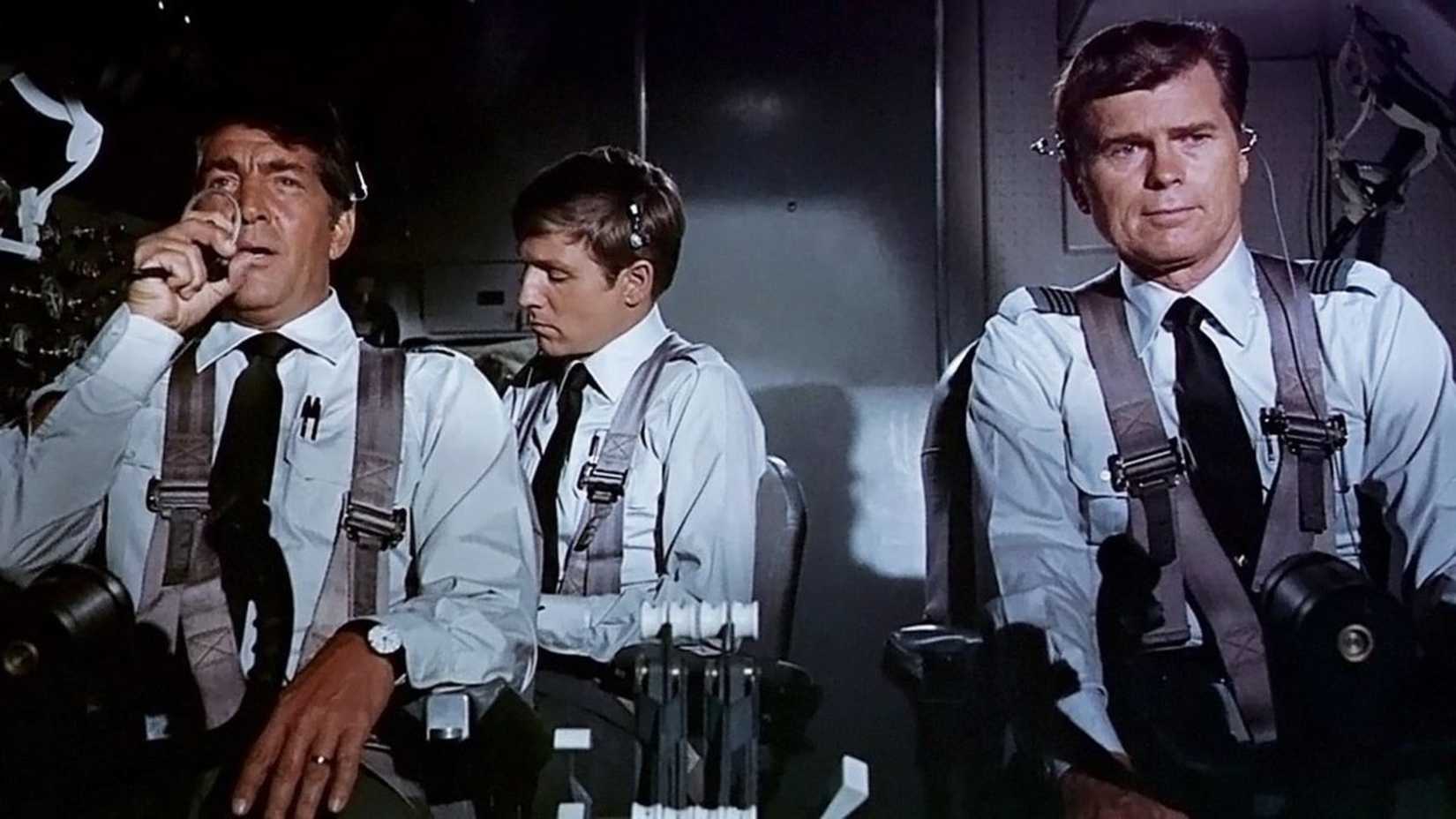 The pilots in the cockpit in Airport
