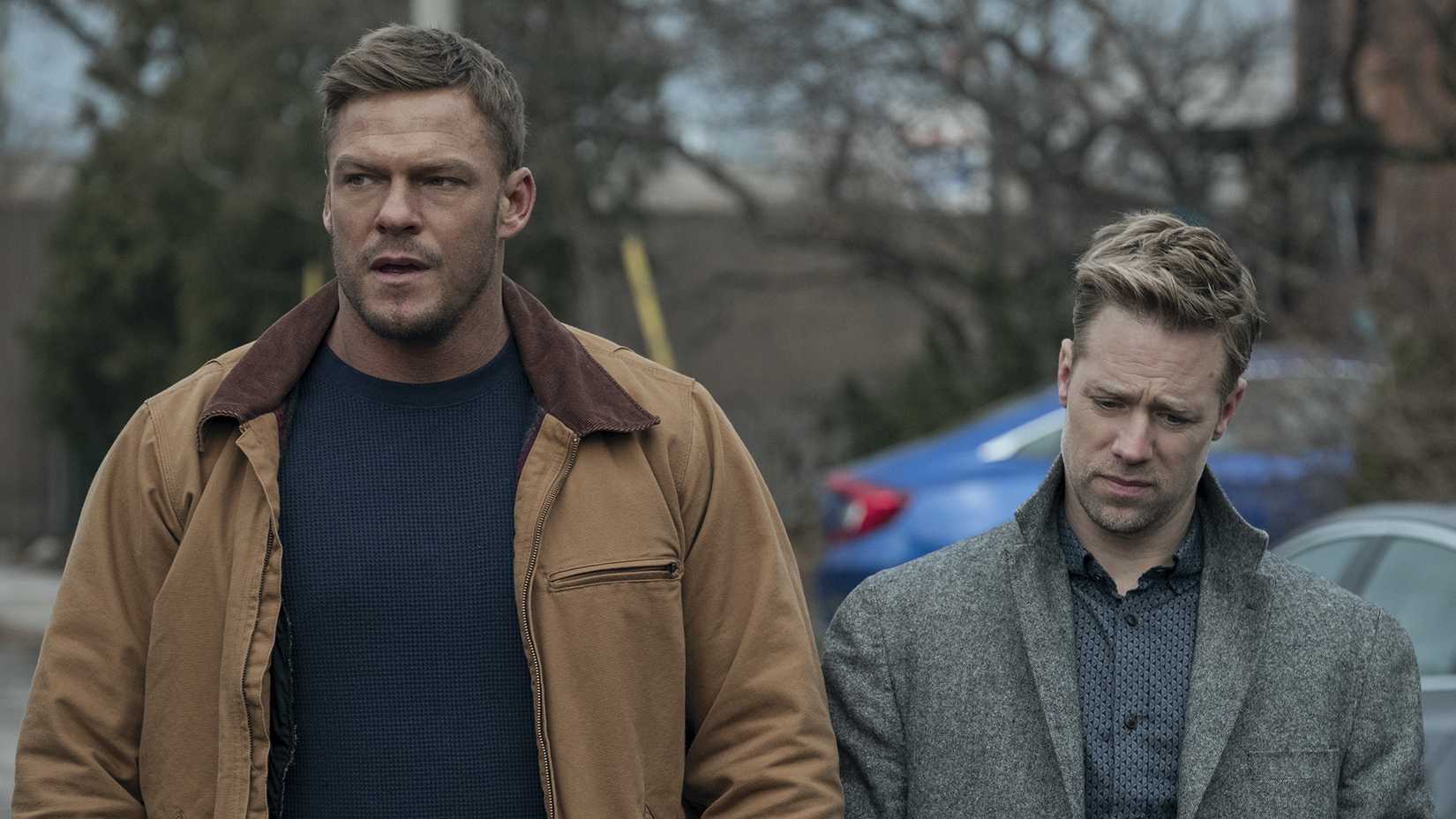 Alan Ritchson and Brooke Palmer in season 2 of Reacher