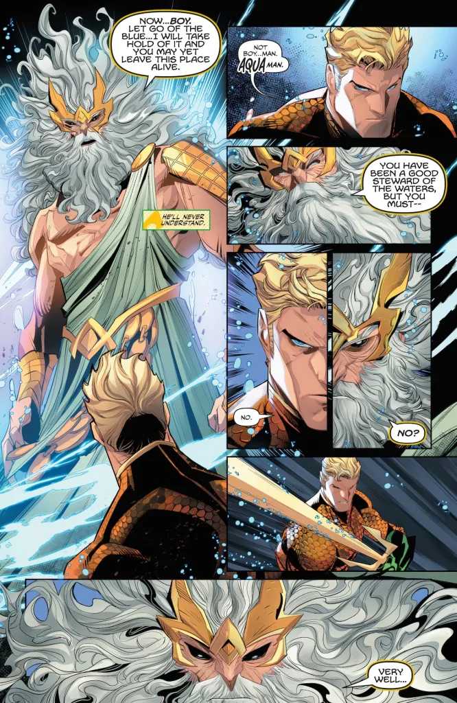 Arthur Curry challenges Poseidon in Emperor Aquaman #20