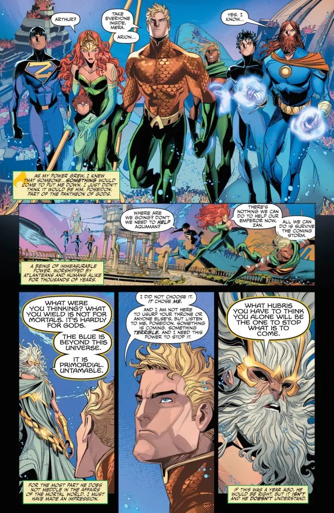 Arthur Curry speaks to Poseidon in Emperor Aquaman #20