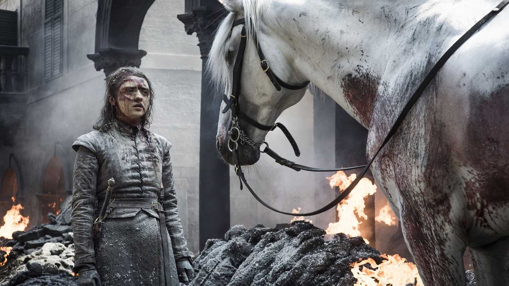Arya and the white horse in Game of thrones season 8