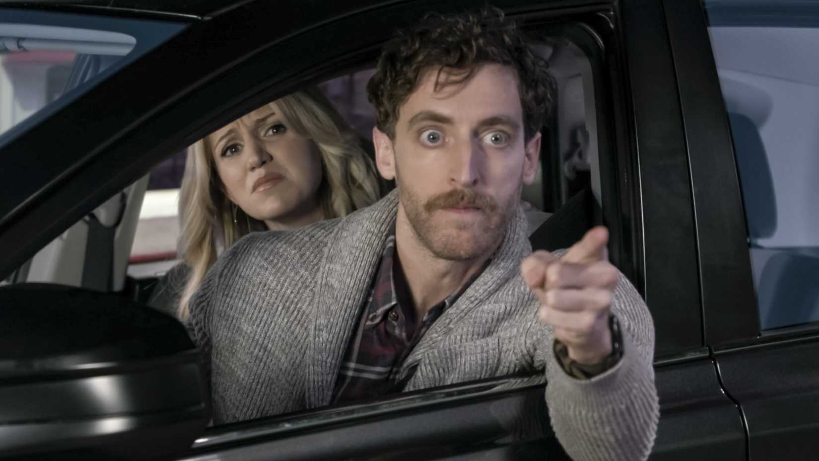 Main characters in B Positive in a car