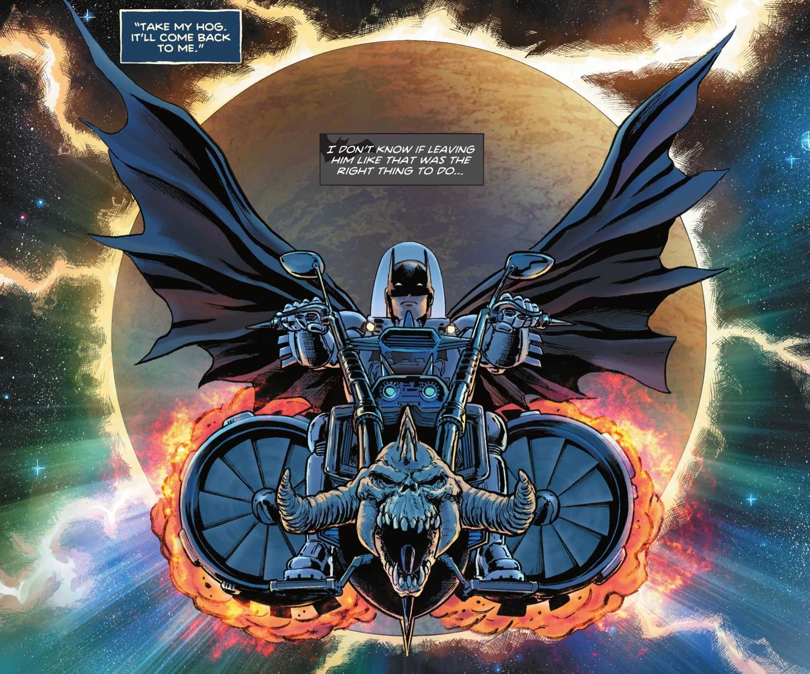 BATMAN RIDING LOBO'S BIKE