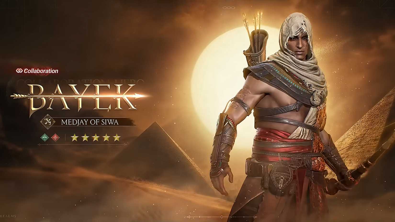 Bayek's character screen in Watcher of Realms.