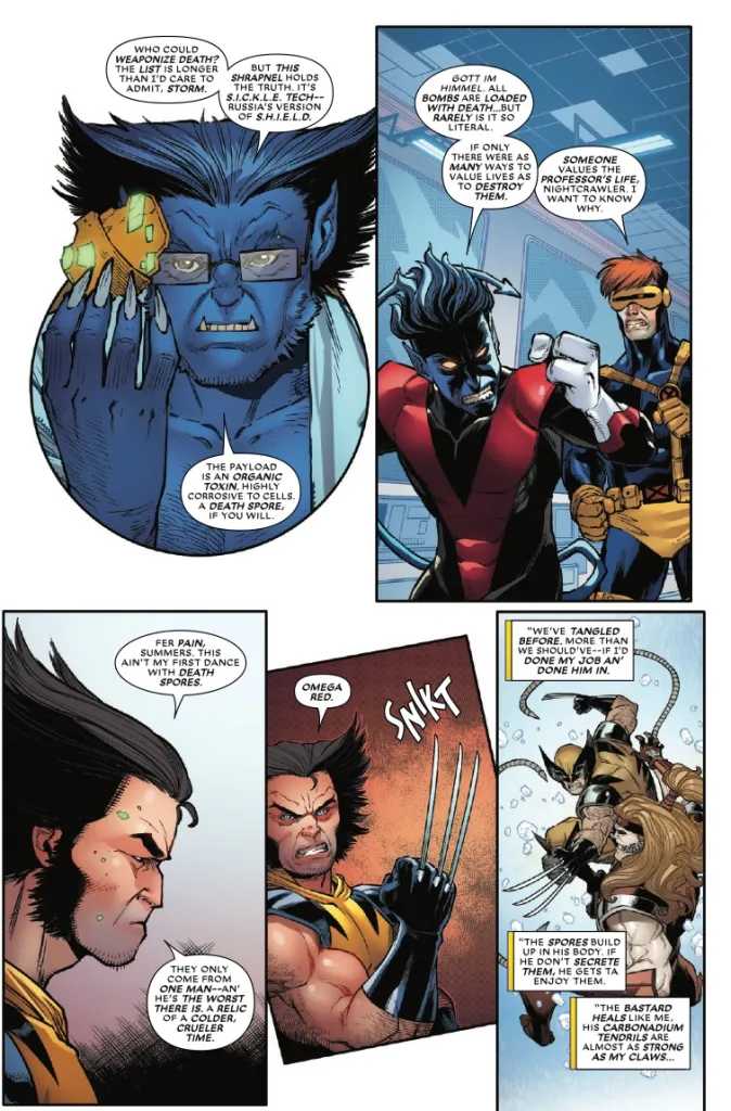 Beas and Wolverine discuss the attack in X-Men Omega Red Dawn