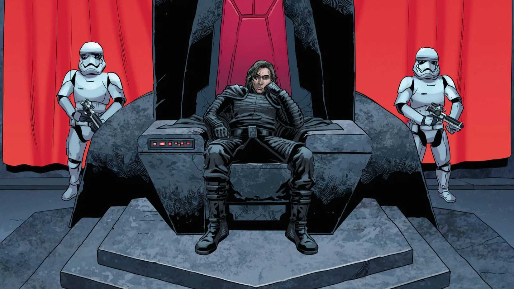 Ben Solo sits on his First Order throne in Star Wars The Fall of Kylo Ren