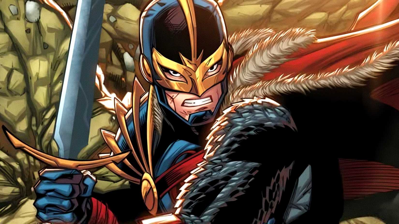 Black Knight swings his Ebony Blade in Marvel Comics