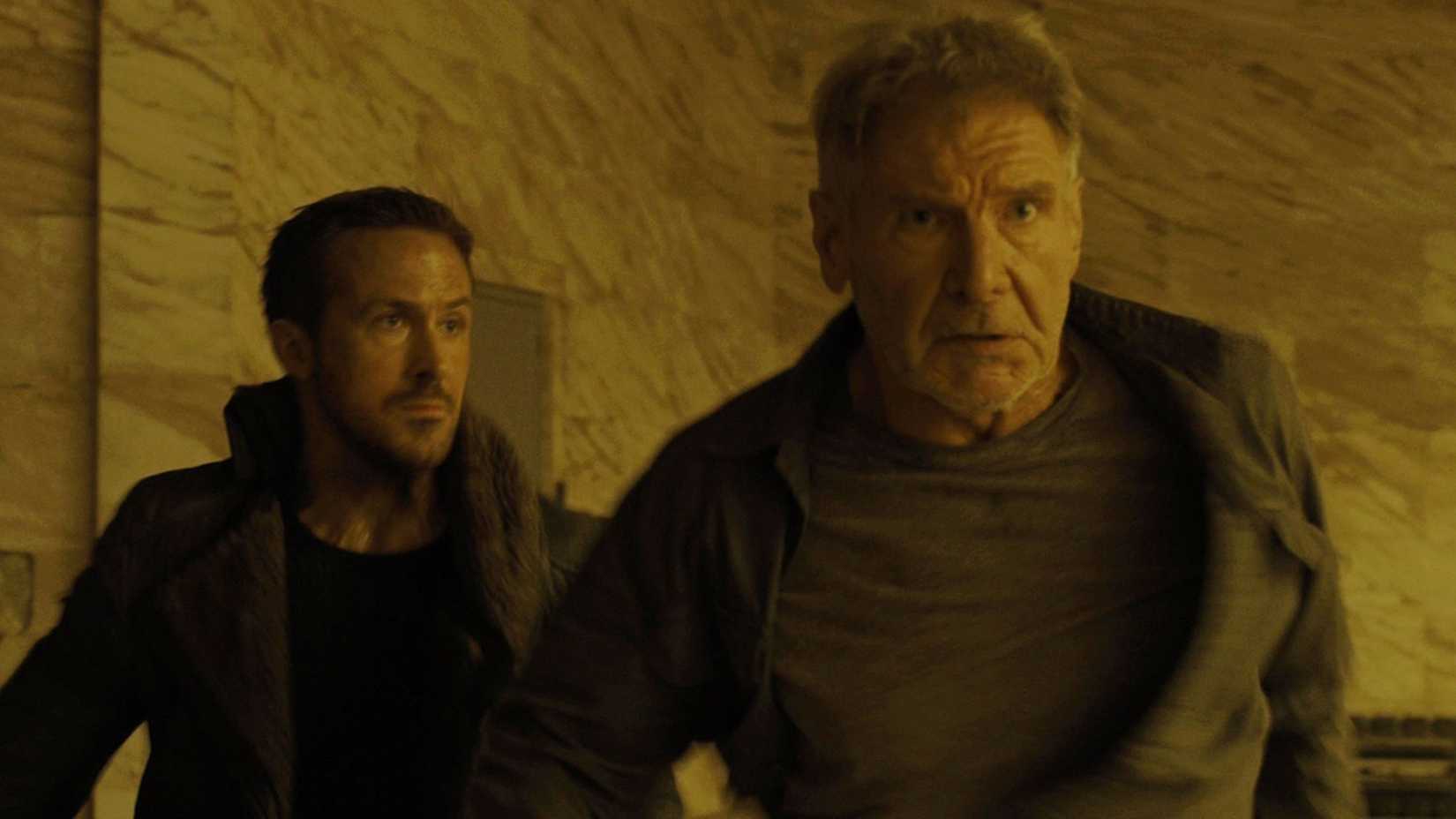 Harrison Ford and Ryan Gosling looking worried in Blade Runner 2049