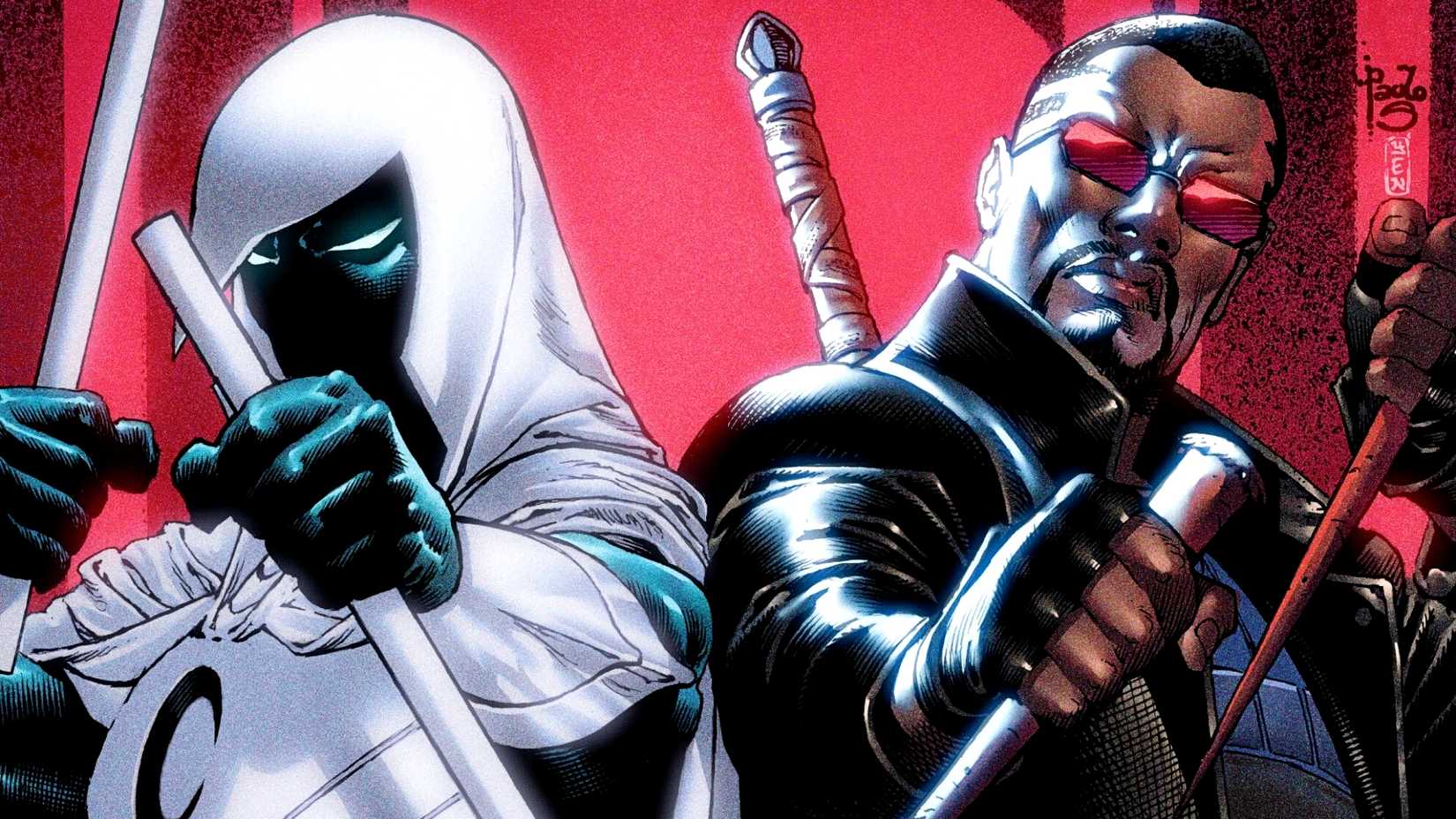 Blade teams up with Marc Spector in Moon Knight comic cover