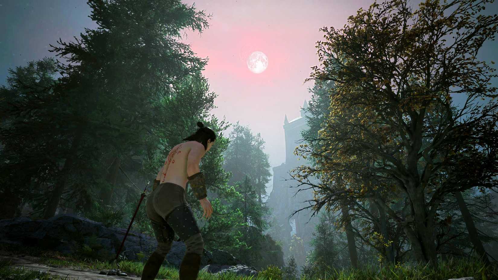 Blood of Dawnwalker Coen at night with the moon over a castle