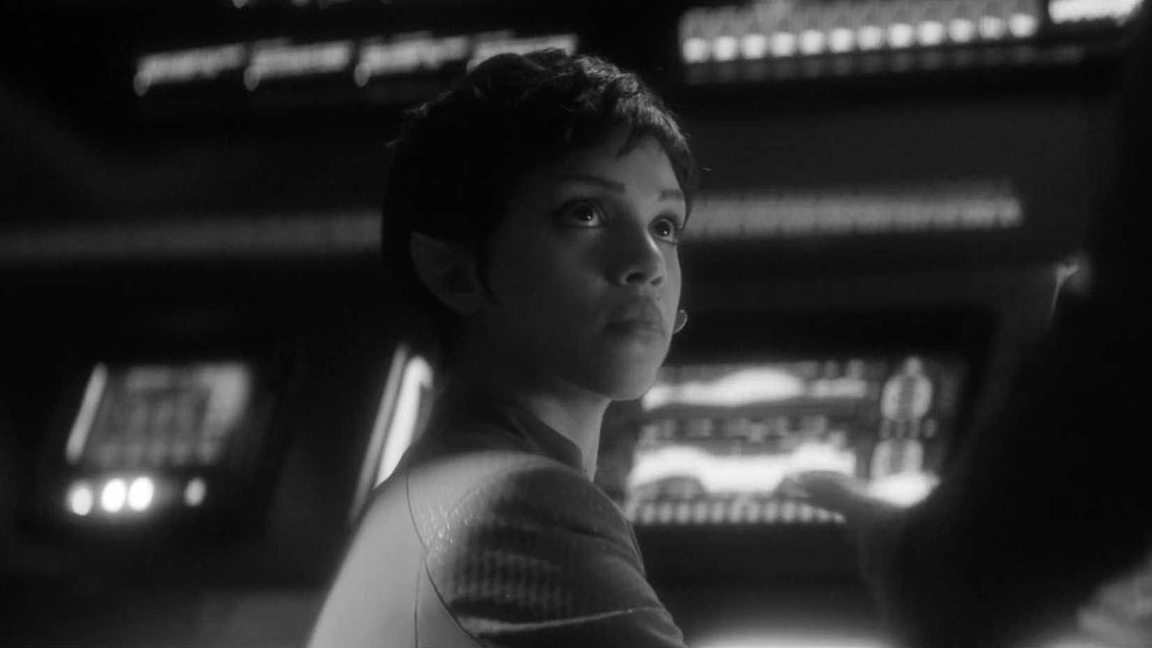 Cadet A'Sha in black and white