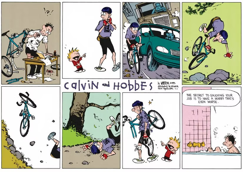 Calvin and Hobbes Dad talks about hobbies comic image