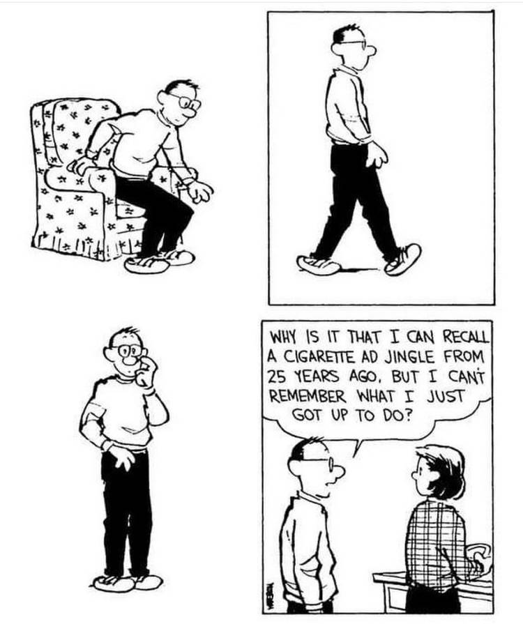 Calvin's dad forgets what he was about to do in Calvin and Hobbes