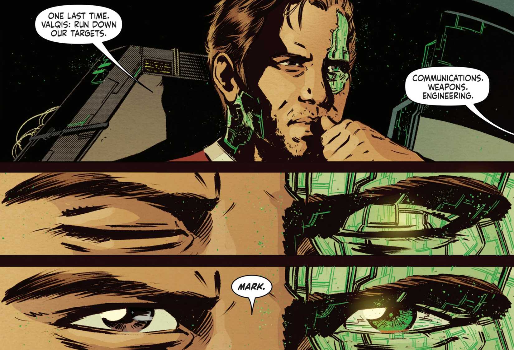 captain kirk with borg injuries in star trek art 2