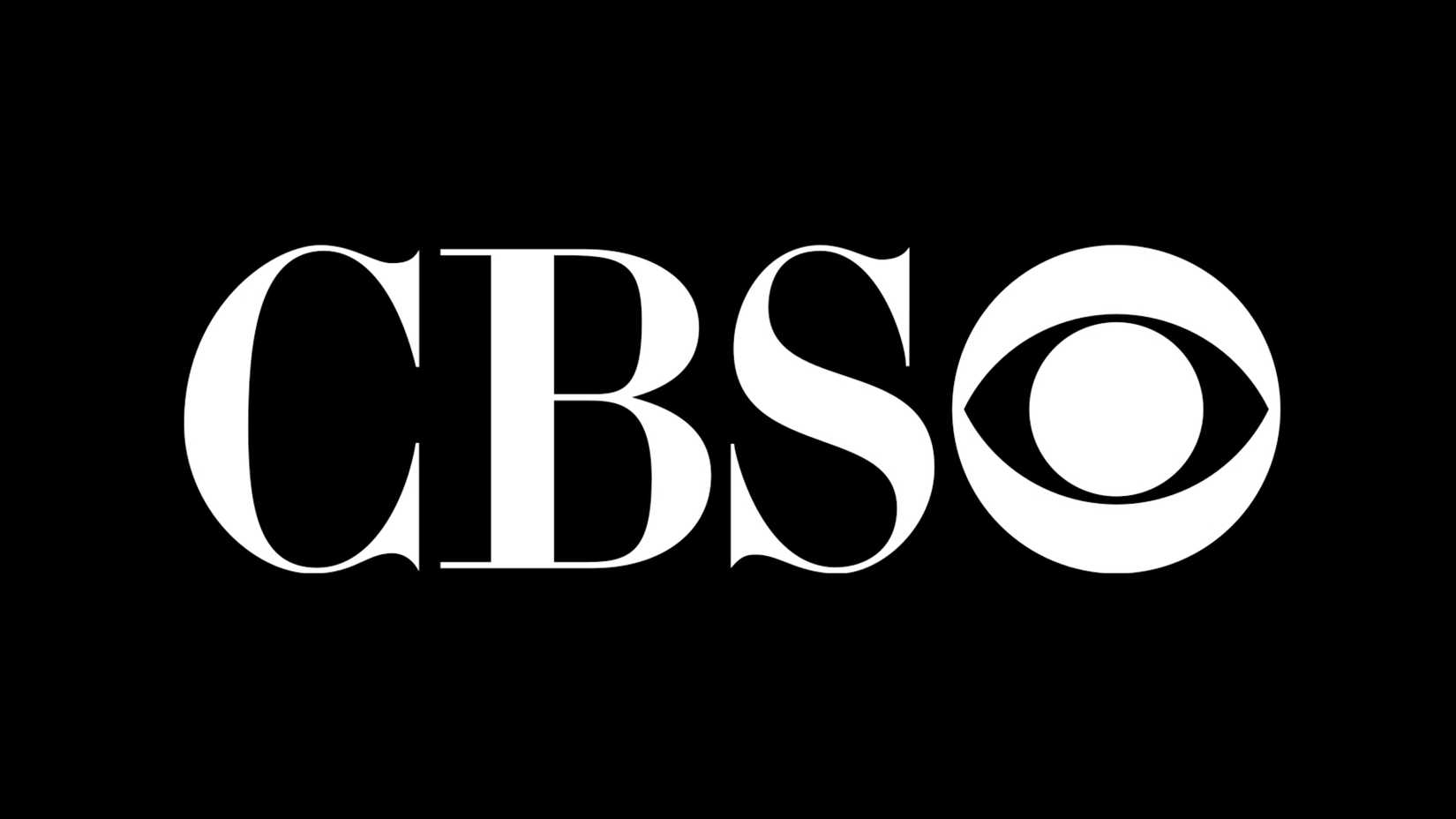CBS' logo on a back background.