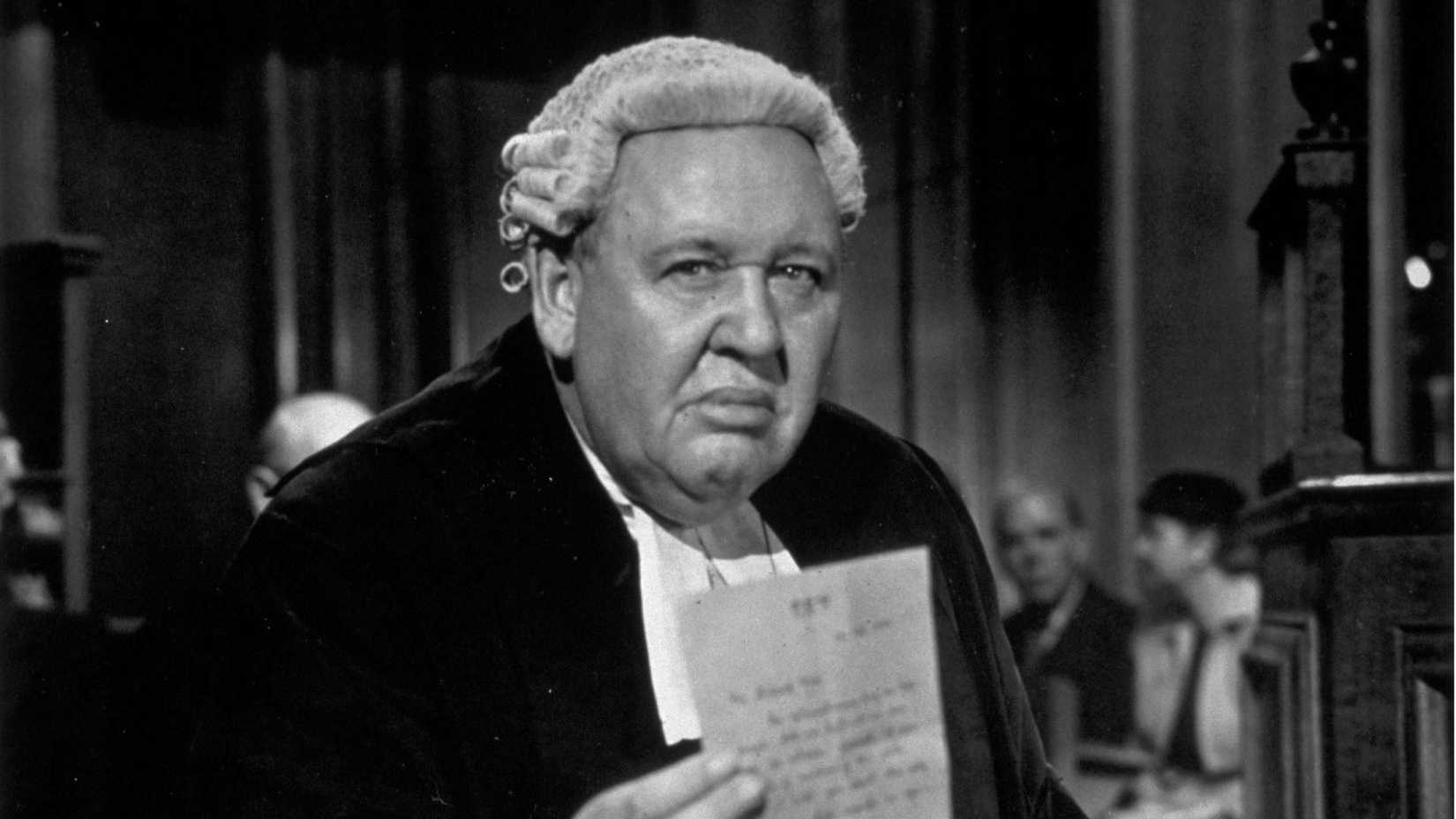 Charles Laughton as sir Wilfrid in Witness for the Prosecution