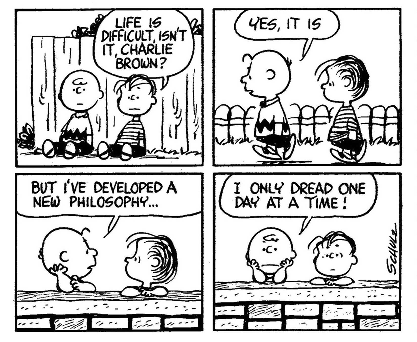 Charlie Brown quote I only dread one day at a time