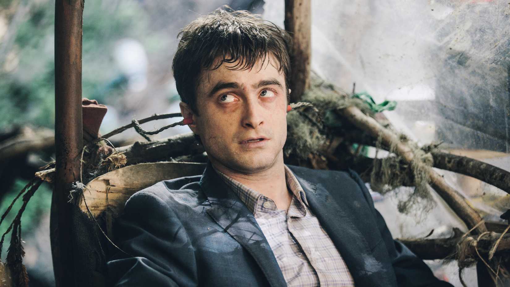 Daniel Radcliffe looking up in Swiss Army Man