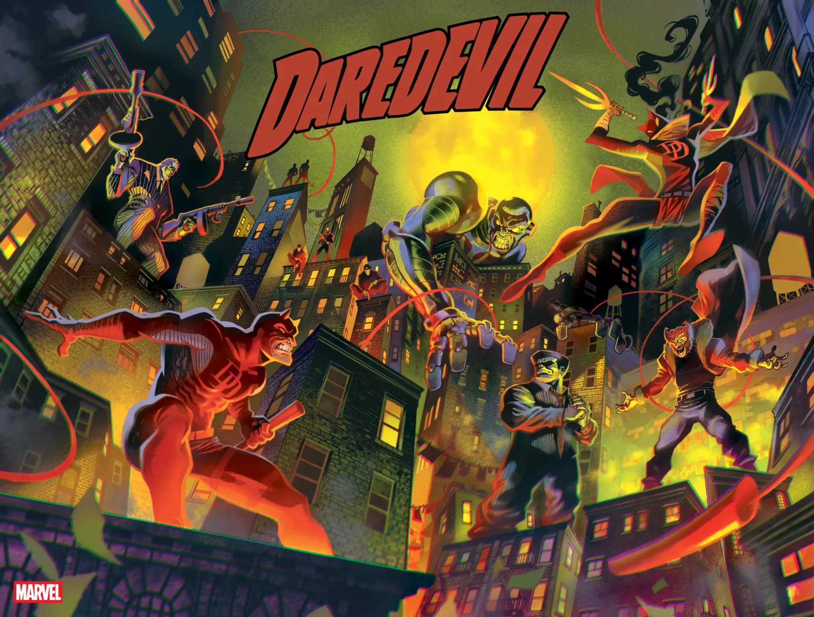 Daredevil #6 and #7 connecting cover by Flaviano