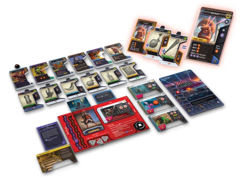 Image shows the components of Dungeon Crawler Carl Unstoppable 
