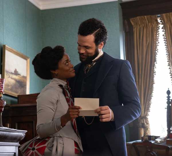 Denee Benton and Jordan Donica gazing at one another in The Gilded Age season 4