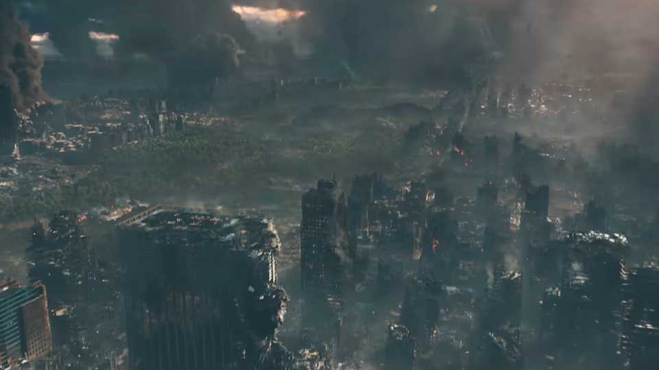 Cidade destruída em Avengers Doomsday