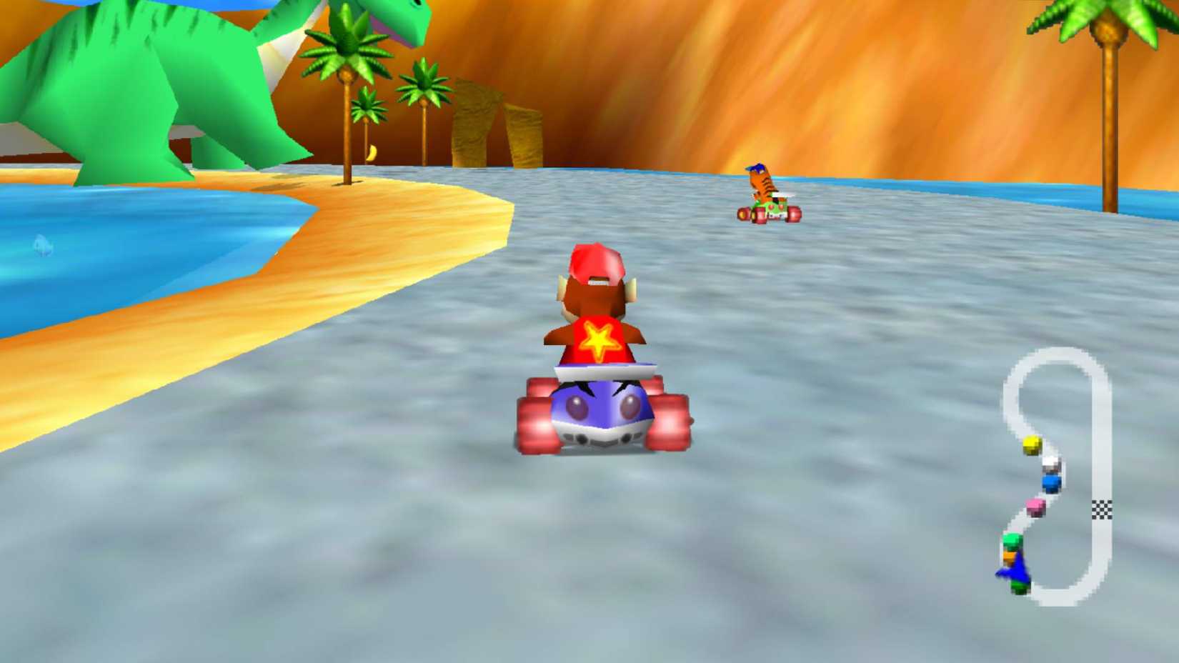 Diddy Kong driving a car in Diddy Kong Racing.