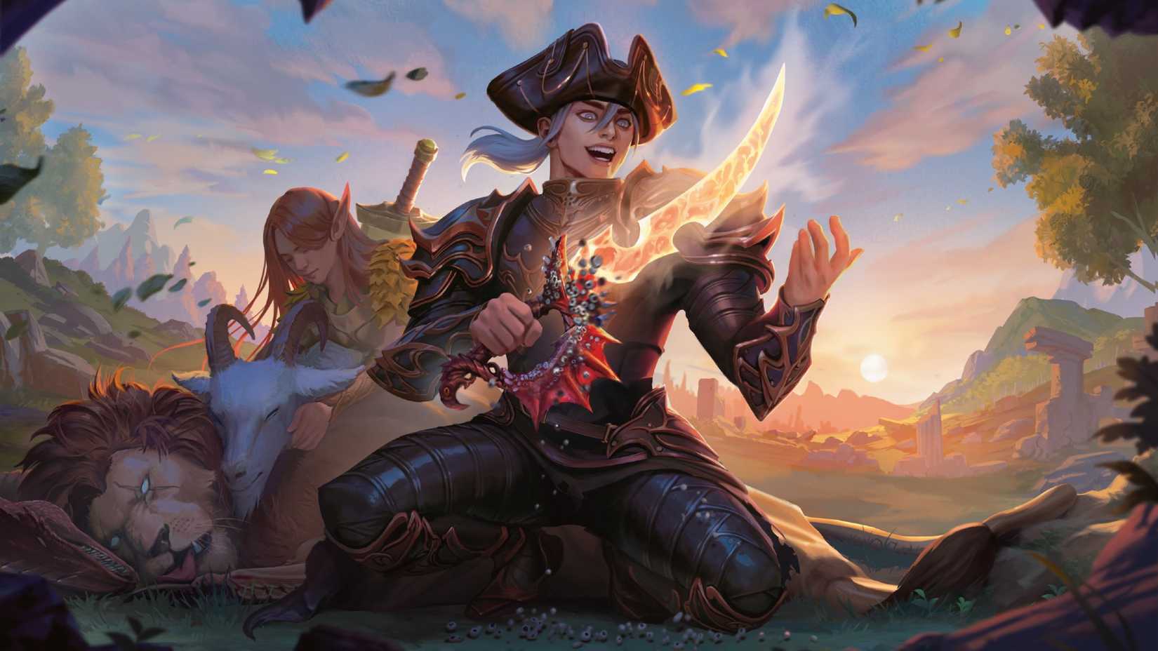 DnD Arcana Unleashed character with fiery dagger