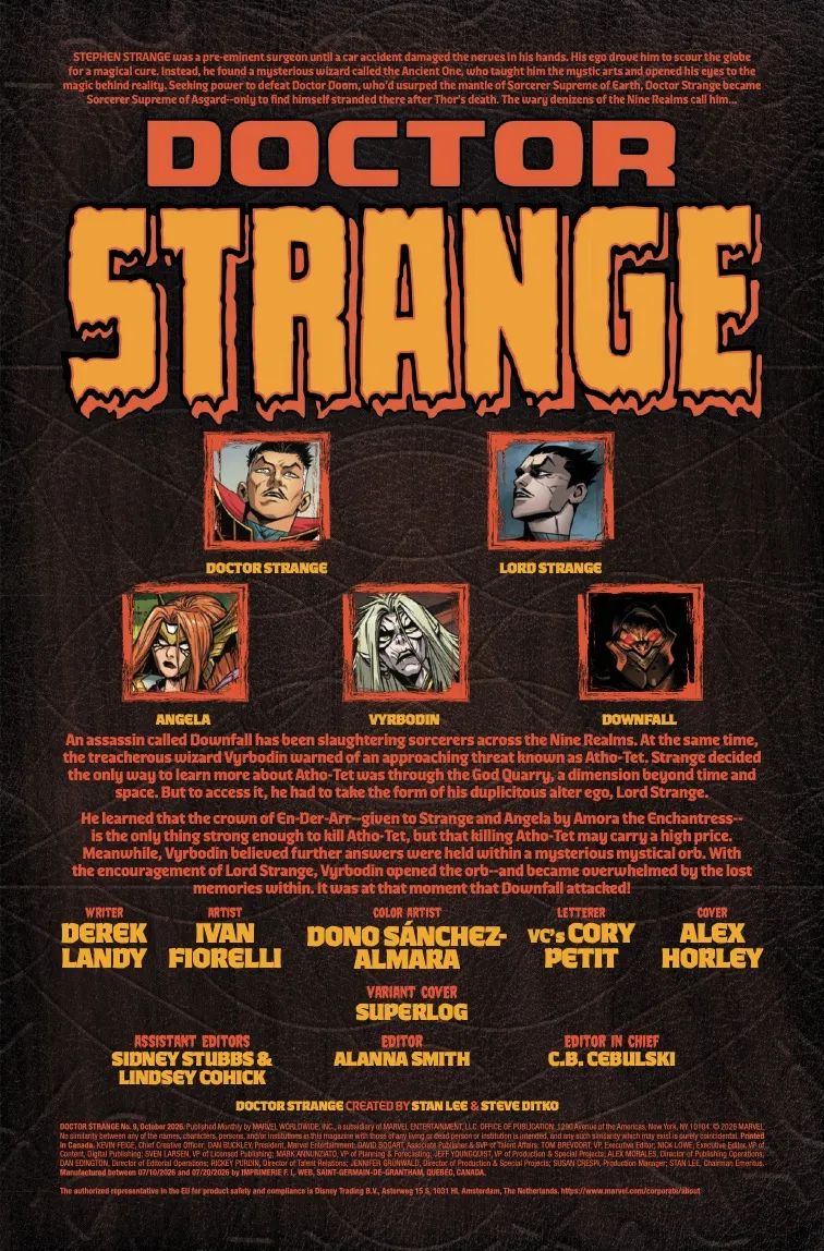 Doctor Strange #9 credits page