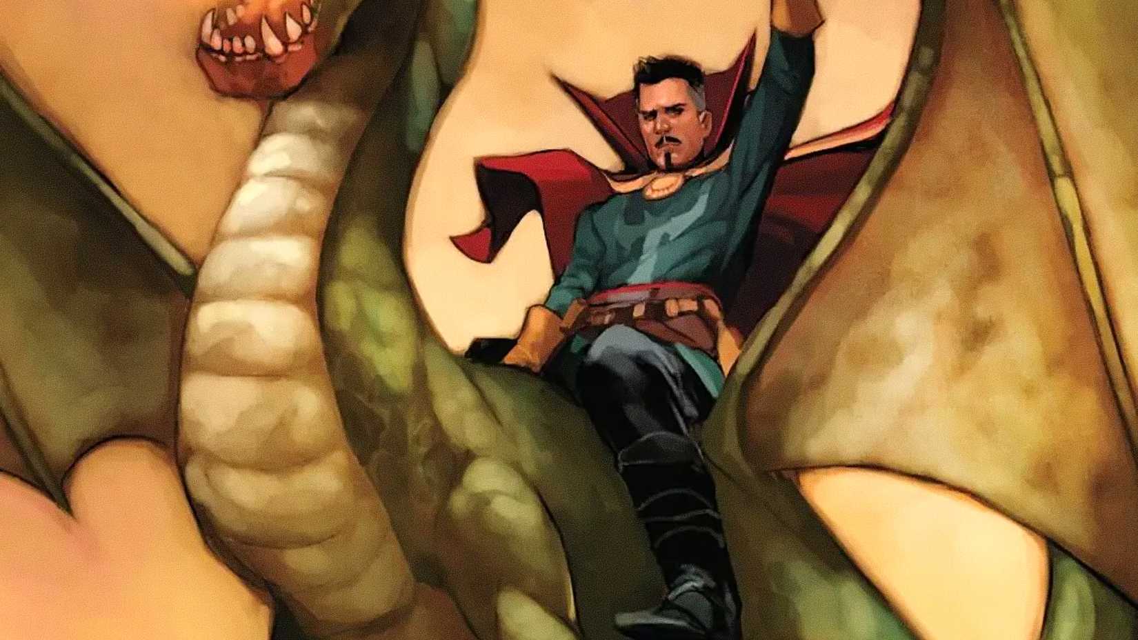 Doctor Strange rides a dragon in Marvel Comics