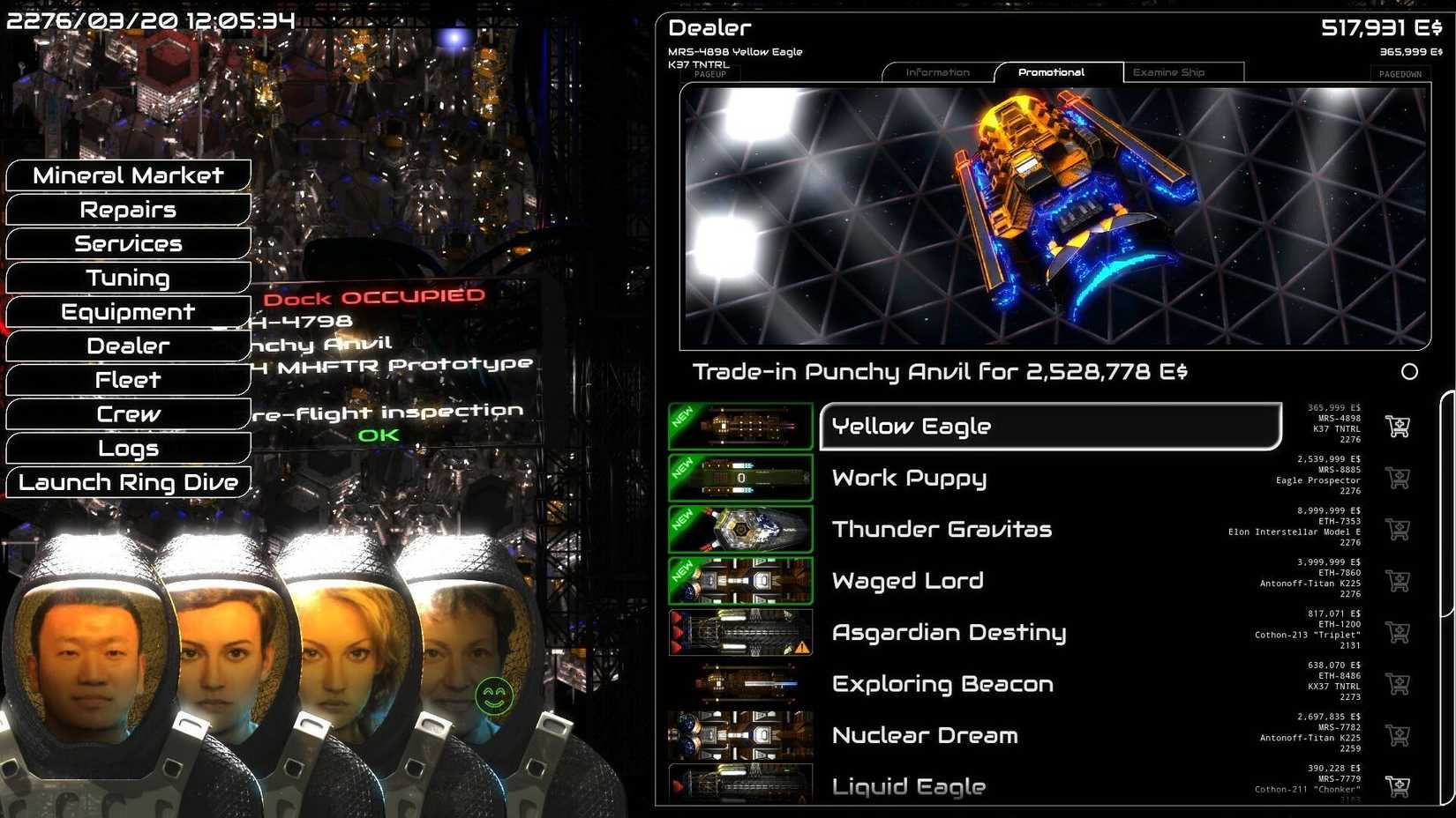 The ship customization UI in ΔV Rings of Saturn.