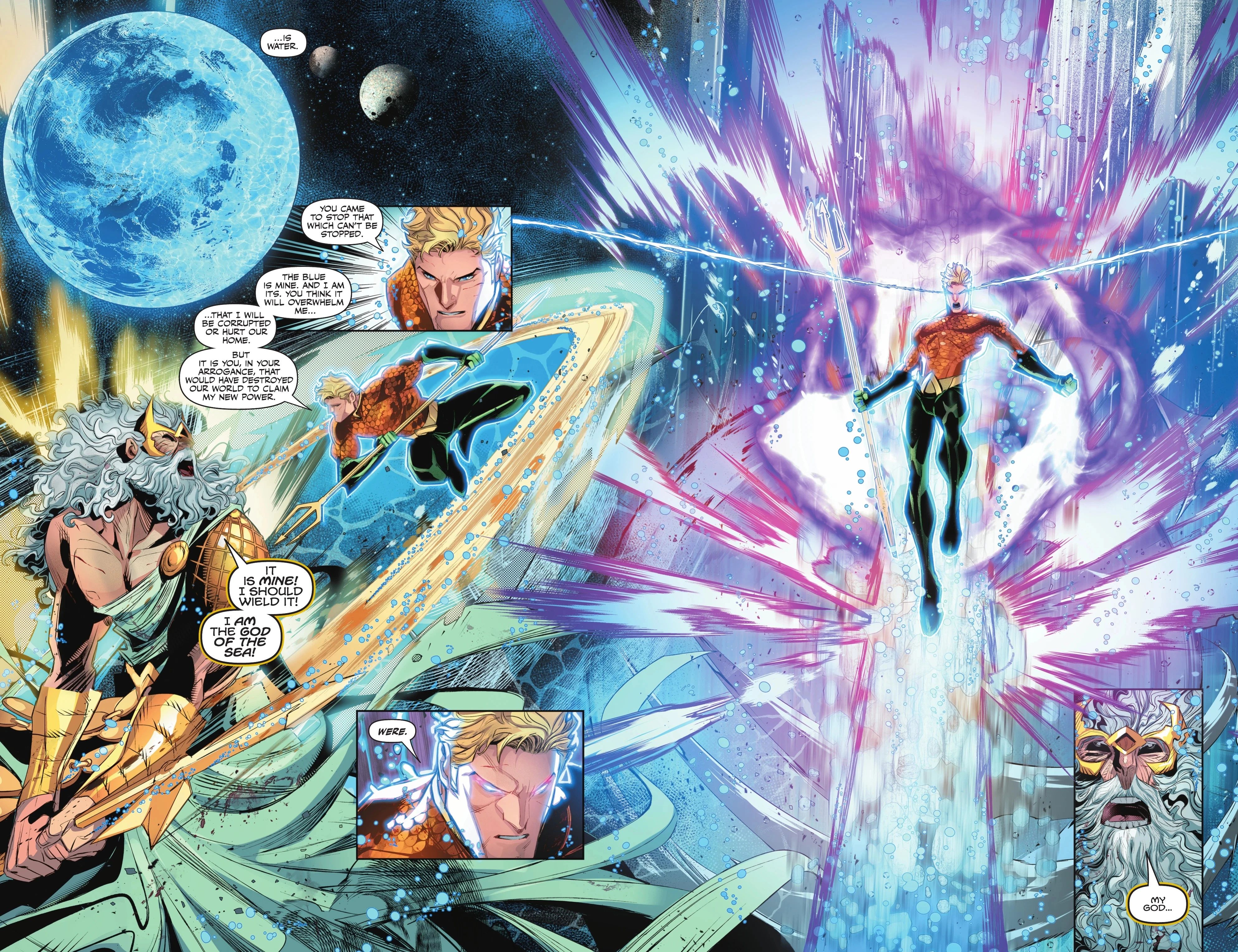 Emperor Aquaman becomes a god while fighting Poseidon