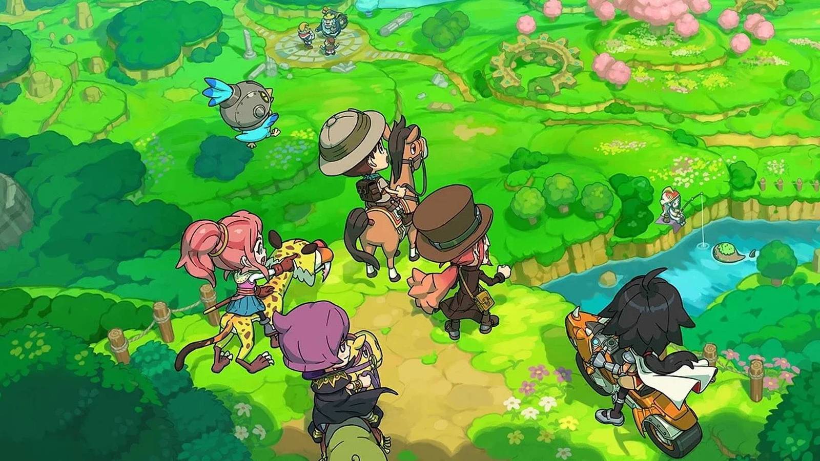 Characters looking at a distant town in Fantasy Life i.