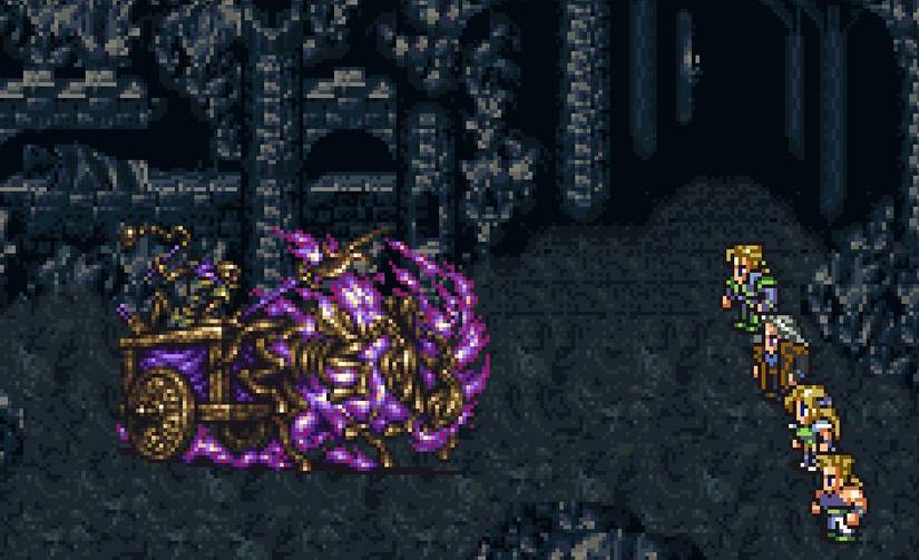 Final Fantasy 6 screenshot of party fighting a dullahan