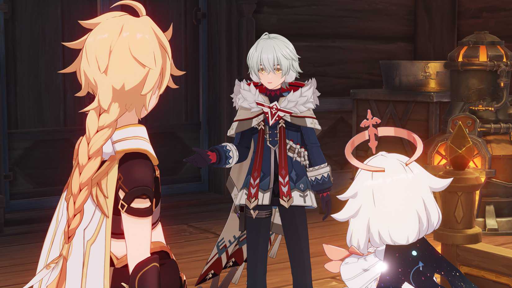 Genshin Impact's Traveler and Paimon meet up with Alyosha.