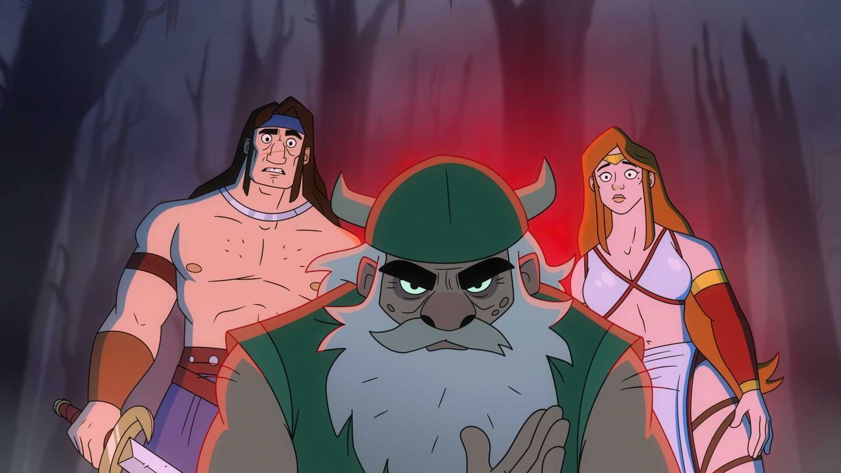 Ax Battler, Tyris Flare, and Gilius Thunderhead in the animated series Golden Axe