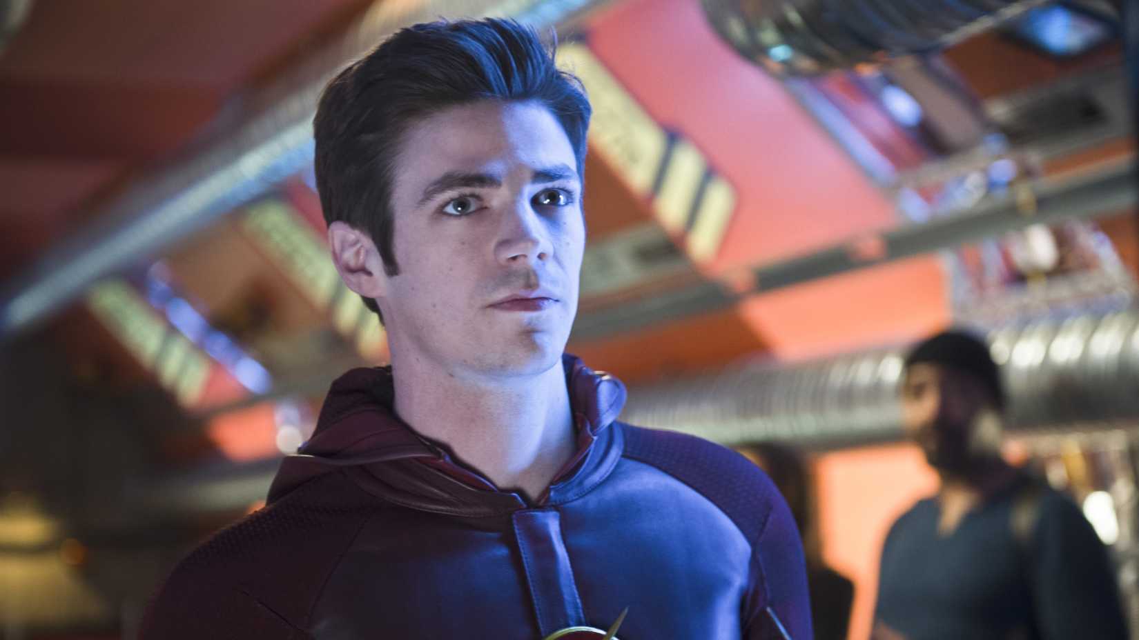 Grant Gustin as Barry Allen, aka The Flash, in The Flash season 1, episode 23, "Fast Enough"