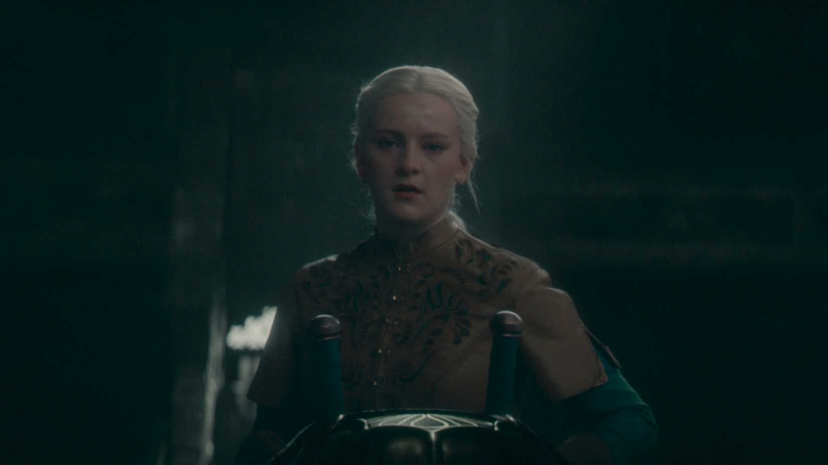 Helaena (Phia Saban) on Dreamfyre in House of the Dragon season 3 episode 7