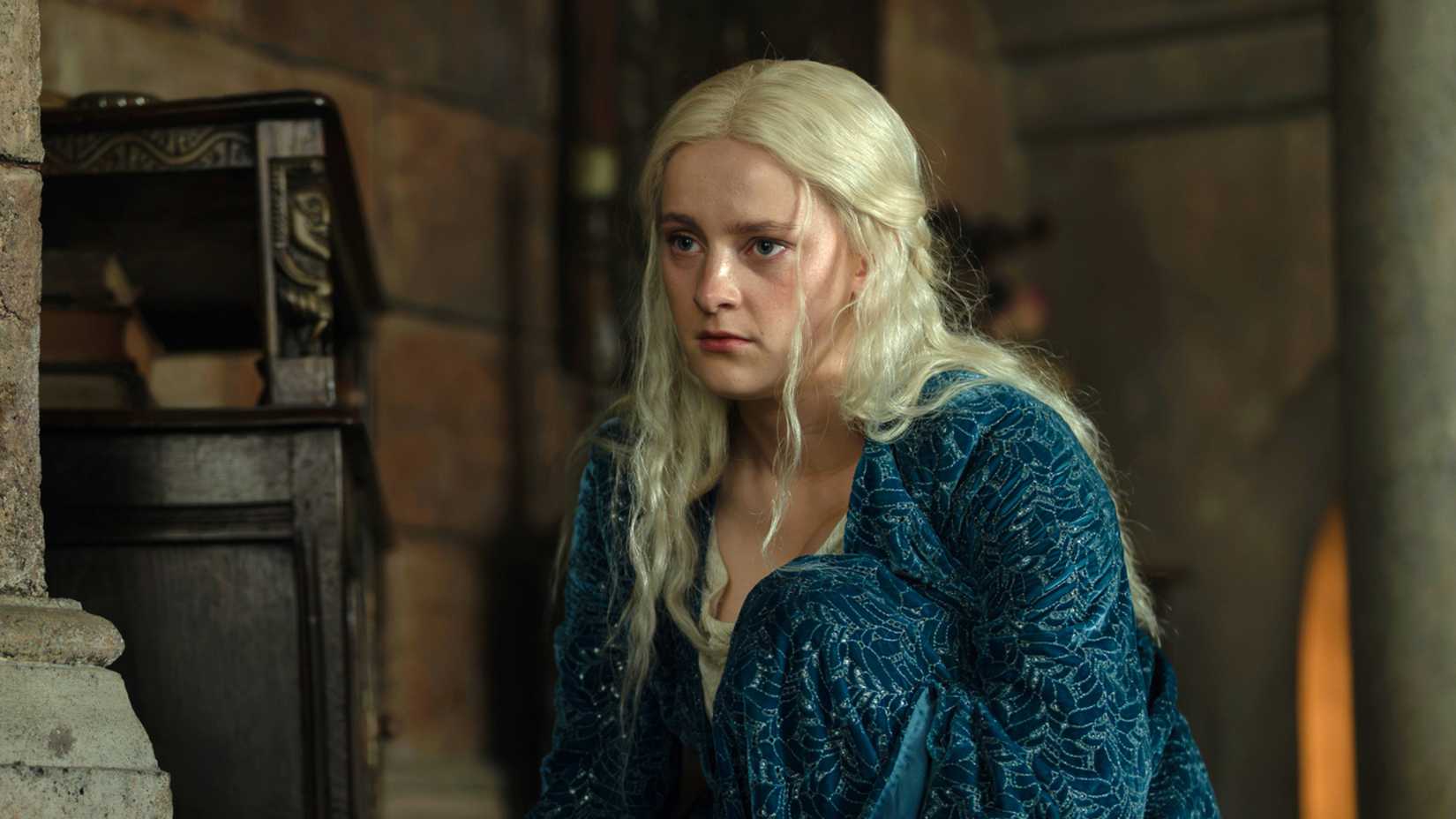 Helaena Targaryen looking nervous in House of the Dragon season 3