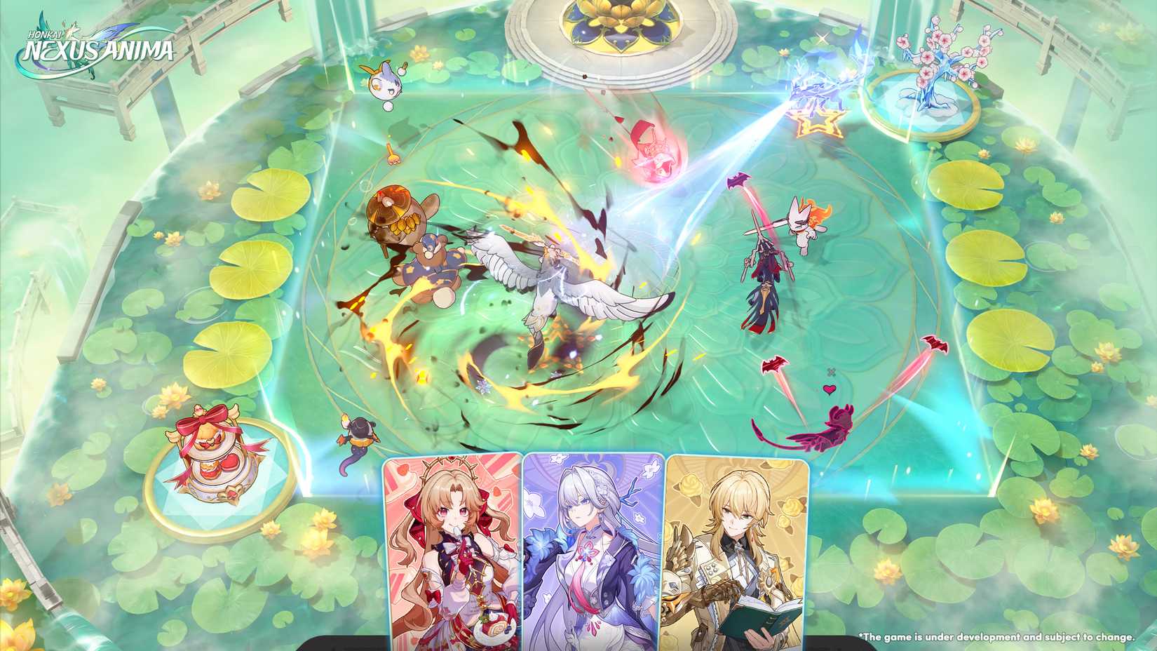 Several creatures fight in a Nexus Battle in Honkai Nexus Anima